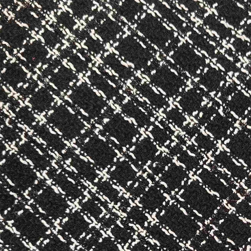 Black & White Boucle Tweed Fabric – Textured Contrast Weave for Coats & Jackets