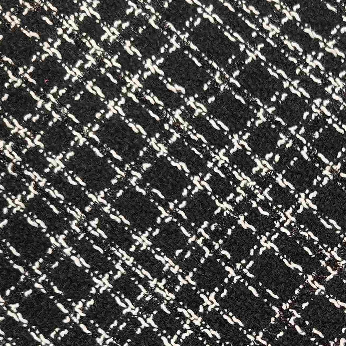 Black & White Boucle Tweed Fabric – Textured Contrast Weave for Coats & Jackets