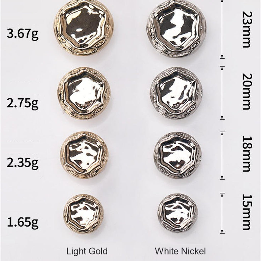Faceted Hexagon Metal Buttons – Light Gold & White Nickel, 15mm, 18mm, 20mm & 23mm for Blazers & Knitwear