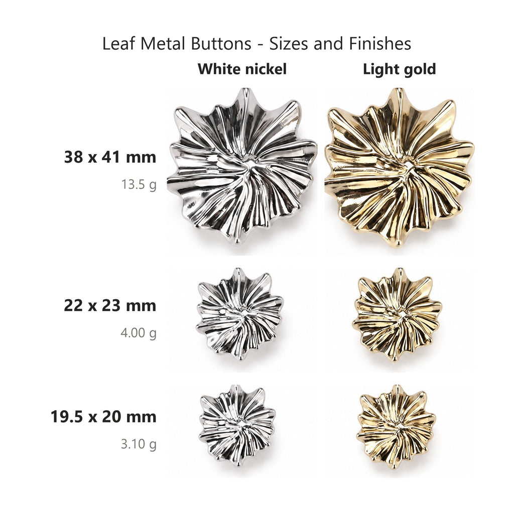 Metal Shank Buttons – Fireworks Petal Design, Zinc Alloy, Gold & Silver, for Coats & Knitwear