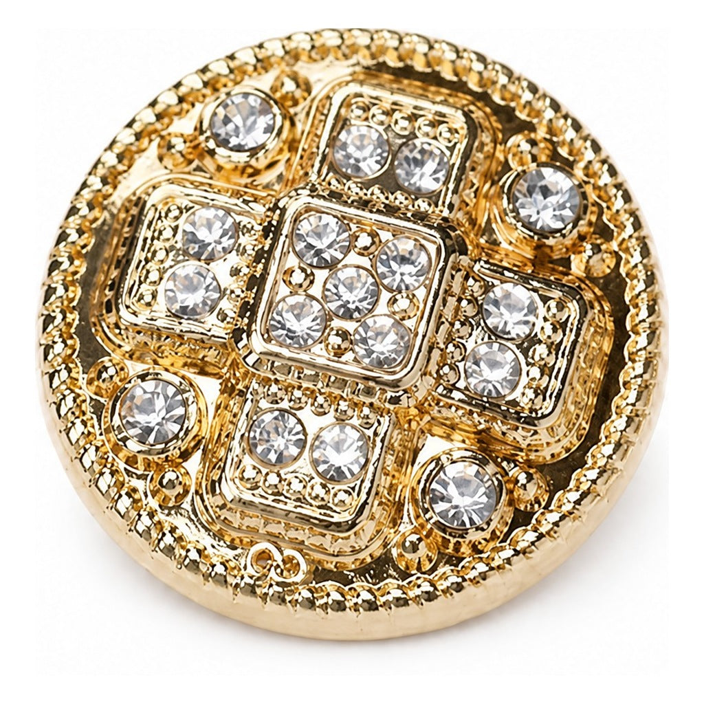 Rhinestone Cross Metal Buttons – Gold & Silver, 15mm, 18mm & 23mm, for Jackets & Knitwear