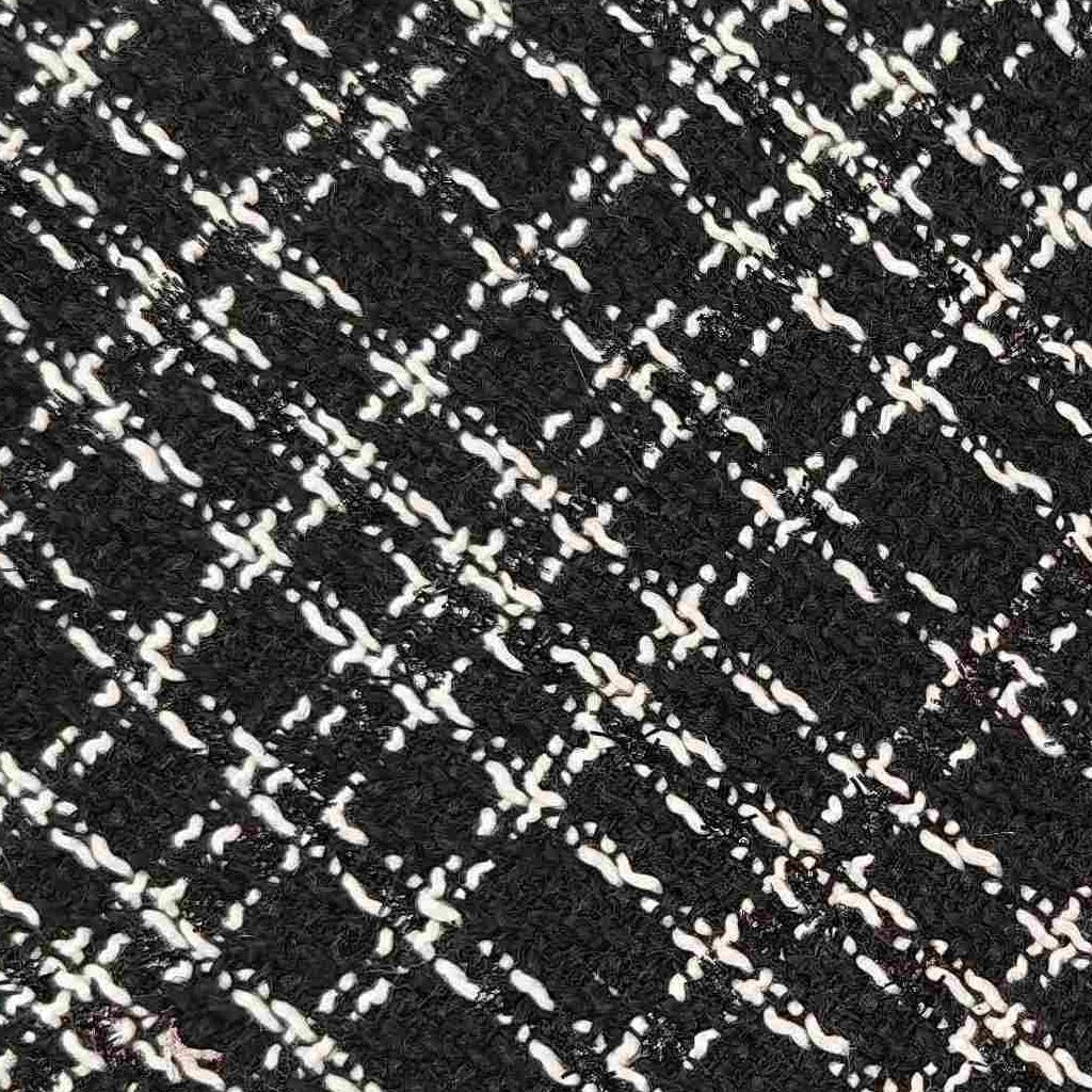 Black & White Boucle Tweed Fabric – Textured Contrast Weave for Coats & Jackets