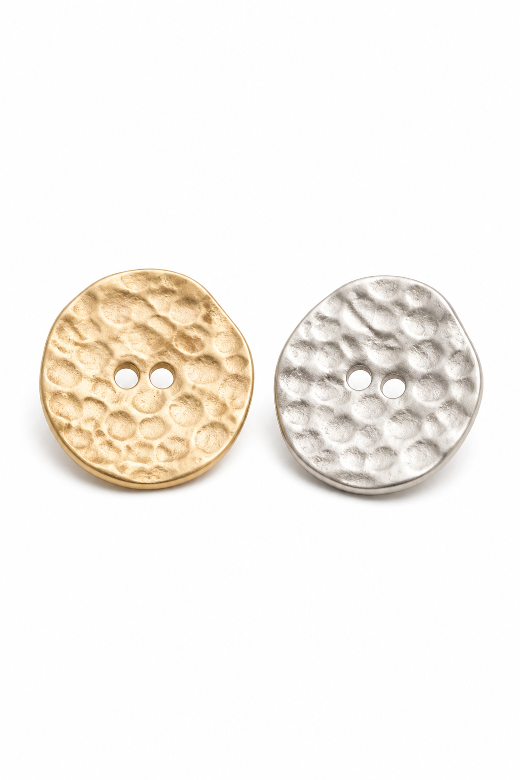 Hammered Metal Buttons 2-Hole Antique Gold & Silver for Sewing Garments