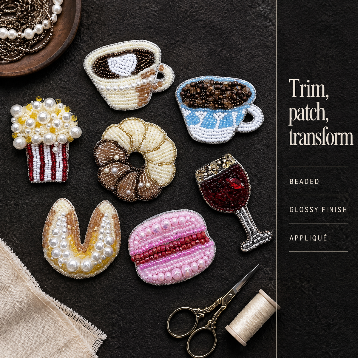Beaded Appliqué Patches | Embellishments for Denim, Jackets & Bags