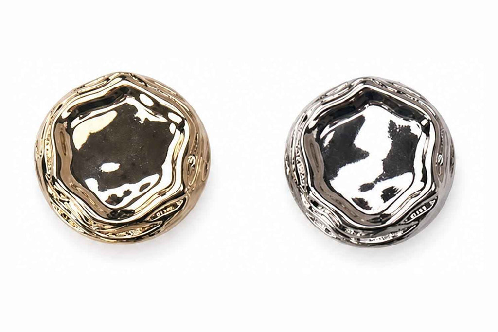 Faceted Hexagon Metal Buttons – Light Gold & White Nickel, 15mm, 18mm, 20mm & 23mm for Blazers & Knitwear