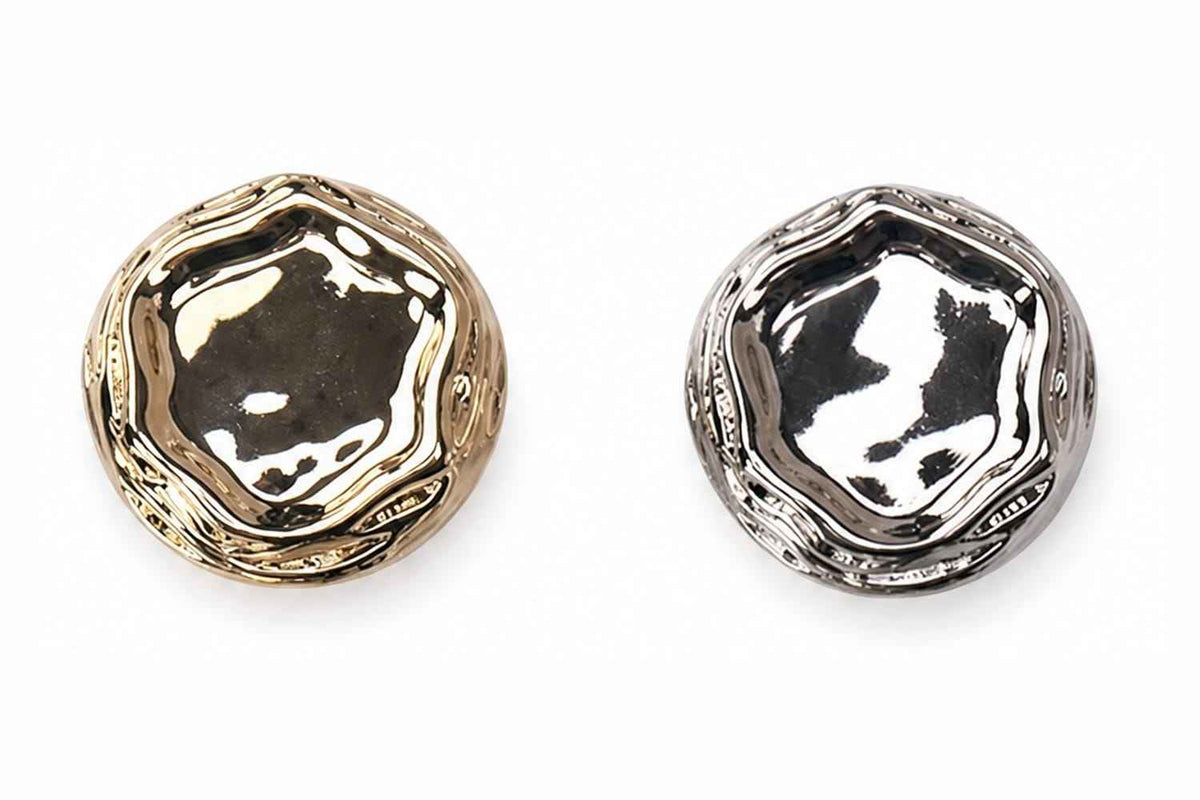 Faceted Hexagon Metal Buttons – Light Gold & White Nickel, 15mm, 18mm, 20mm & 23mm for Blazers & Knitwear