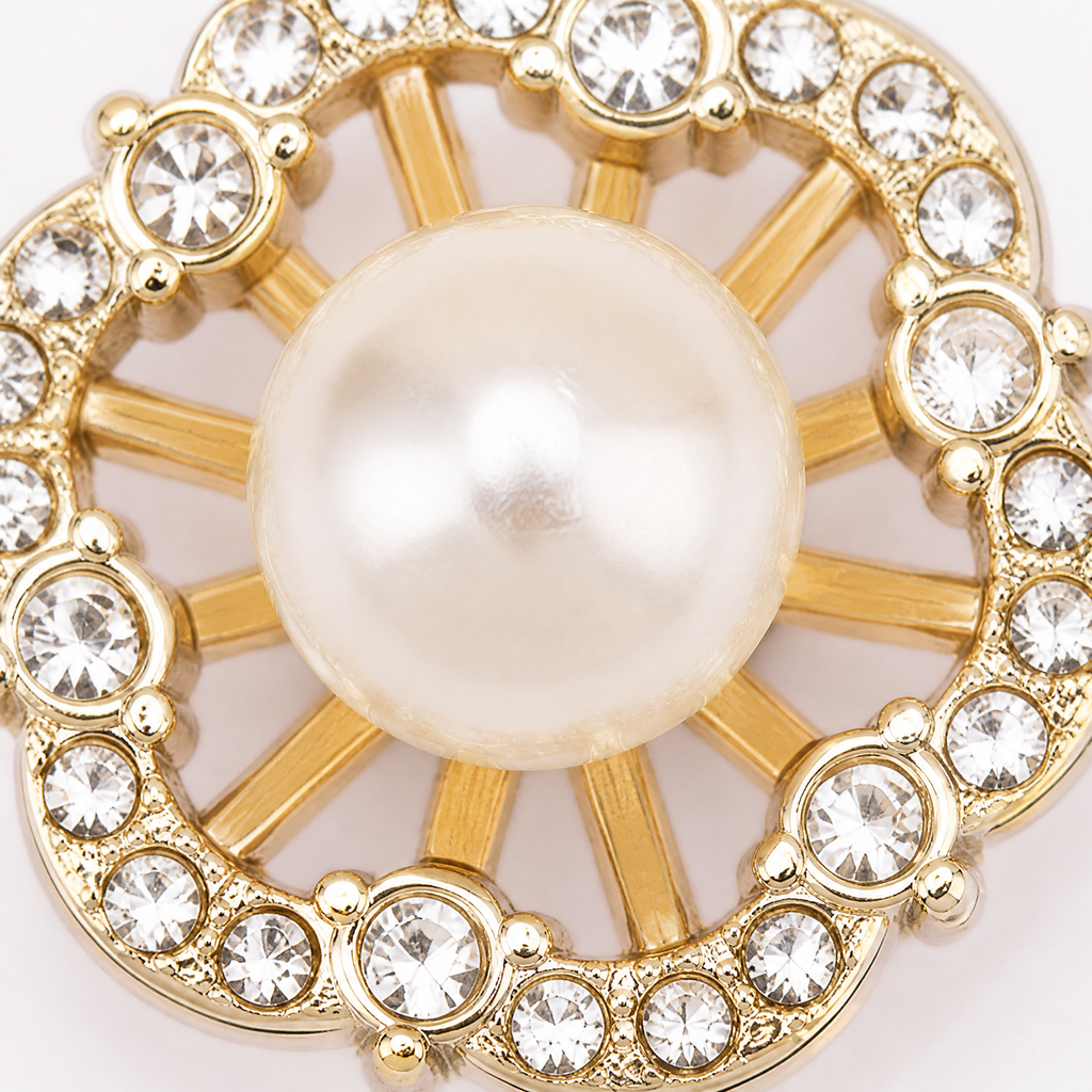 Floral Pearl Rhinestone Buttons – Gold & Silver Alloy Buttons, 15mm & 20mm for Coats, Outerwear & Knitwear