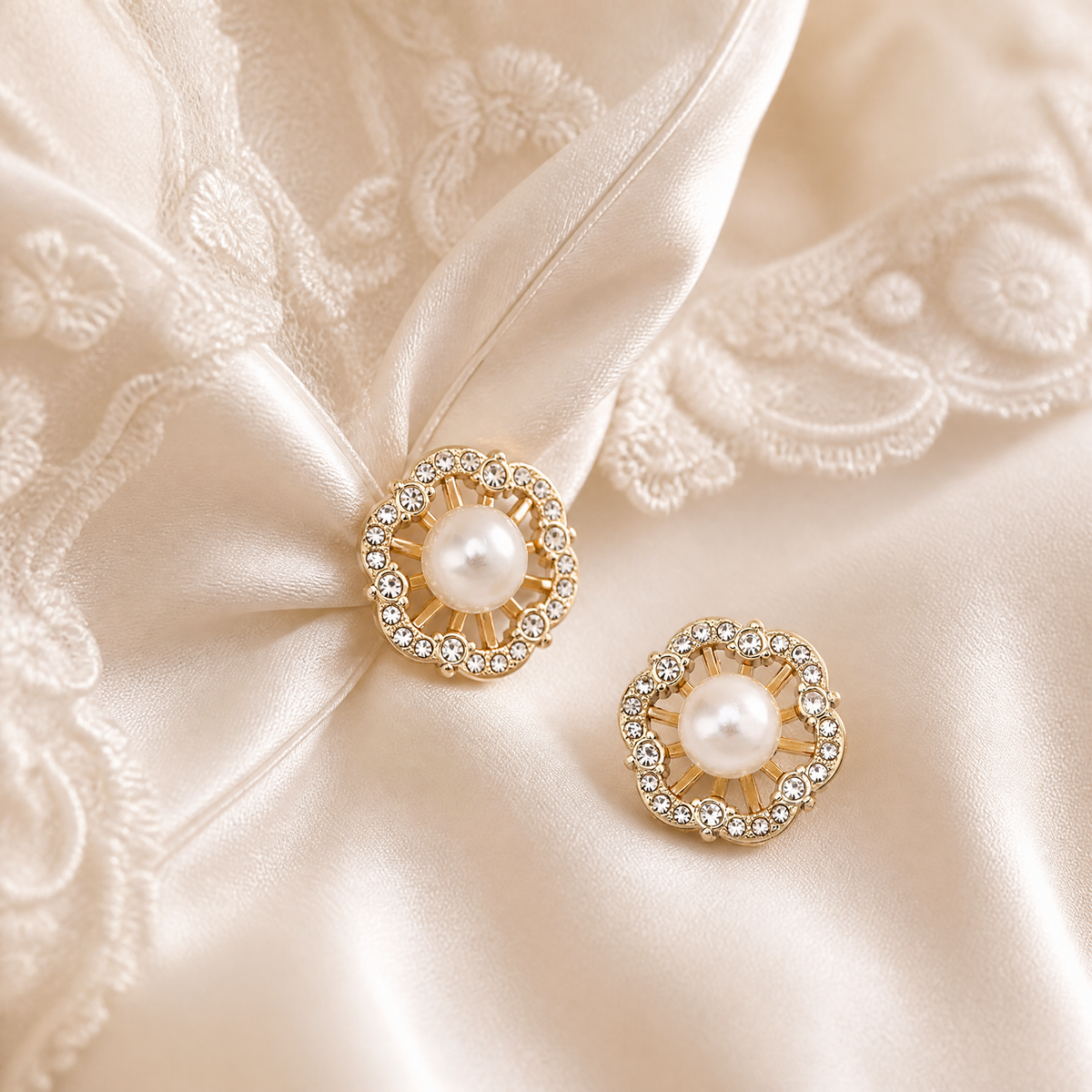 Floral Pearl Rhinestone Buttons – Gold & Silver Alloy Buttons, 15mm & 20mm for Coats, Outerwear & Knitwear