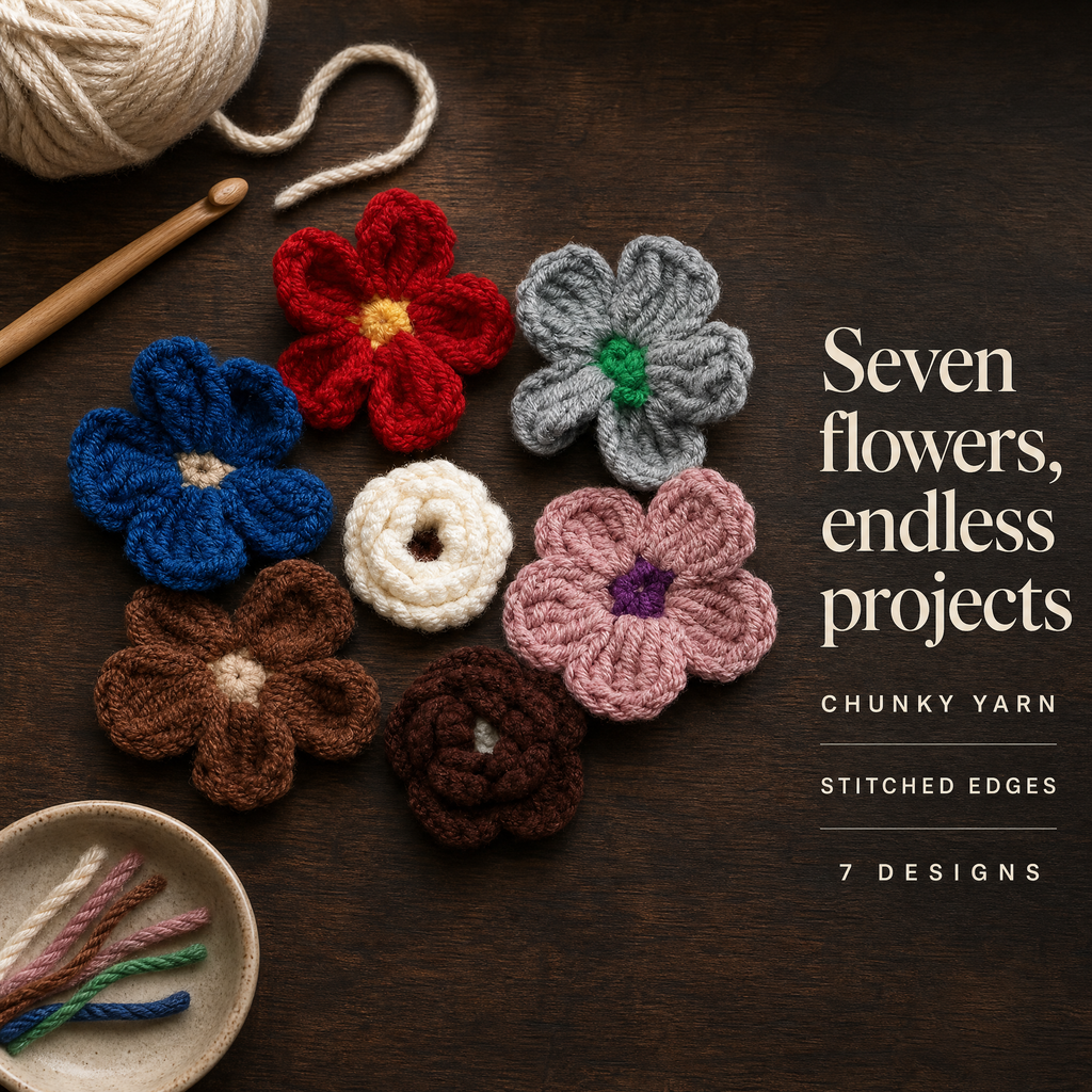 Crochet Flower Patches | Yarn Appliqué Embellishments for Knitwear