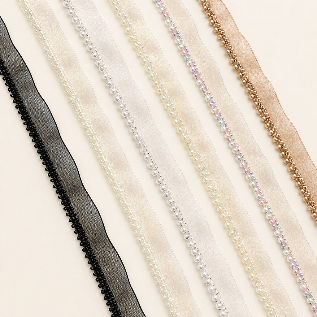 Beaded Lace Trim | Sheer Ribbon for Bridal, Hems & Cushions
