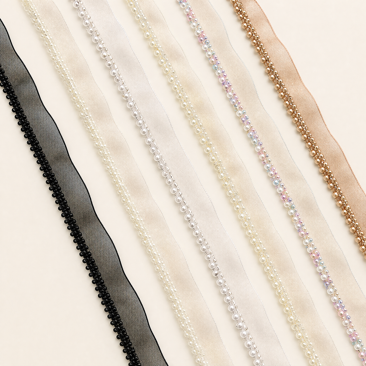 Beaded Lace Trim | Sheer Ribbon for Bridal, Hems & Cushions