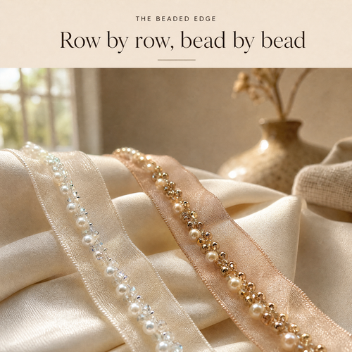 Beaded Lace Trim | Sheer Ribbon for Bridal, Hems & Cushions
