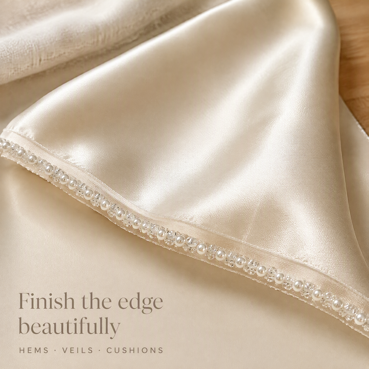 Beaded Lace Trim | Sheer Ribbon for Bridal, Hems & Cushions