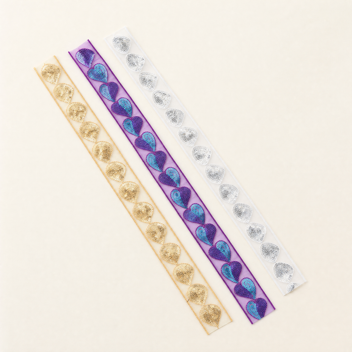 Sequin Heart Trim | Sheer Ribbon for Bridal, Hems & Party Sewing