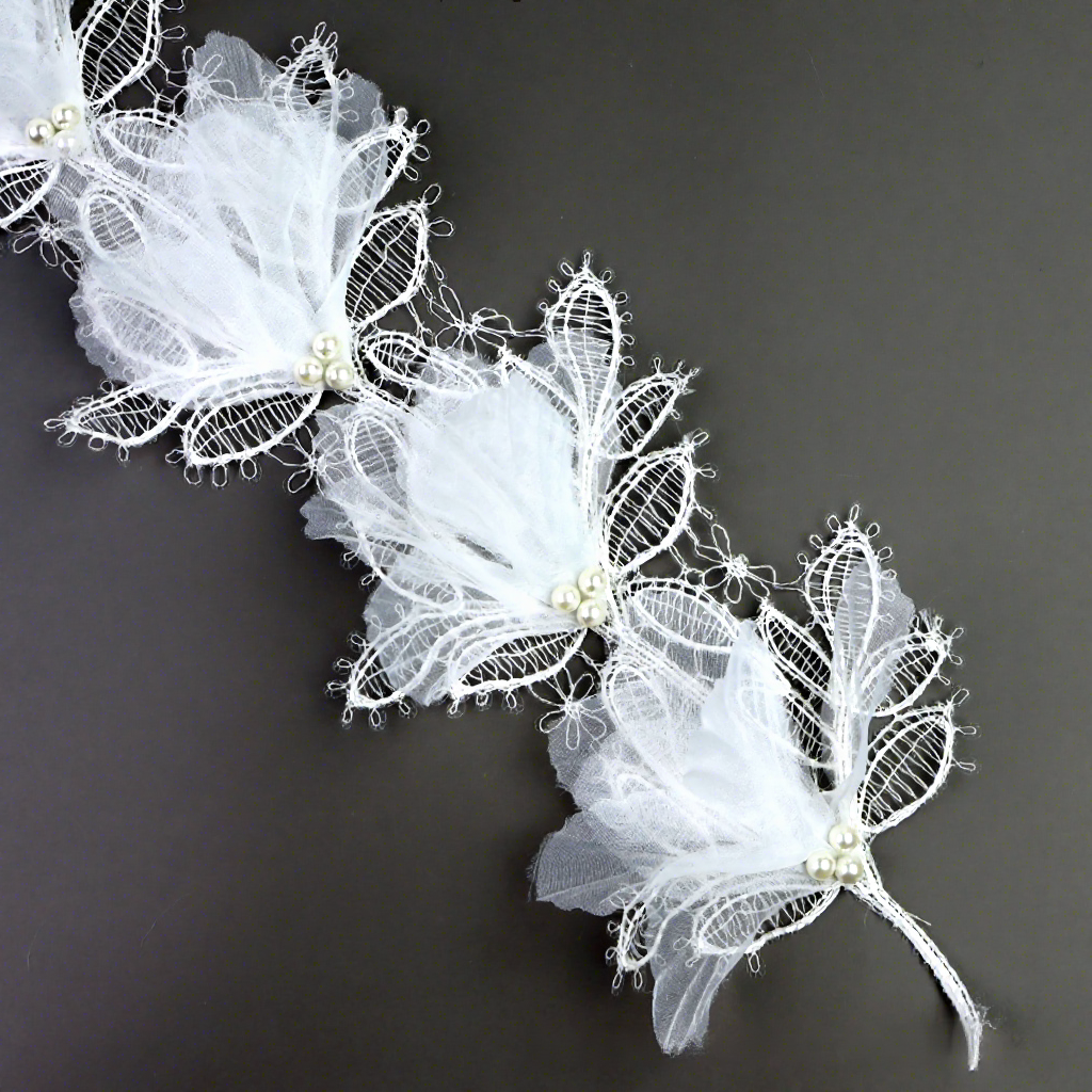 New-Style 3D Computer-Embroidered Beaded Sequined Mesh Trim Formal Dresses Wedding Gowns Corsages