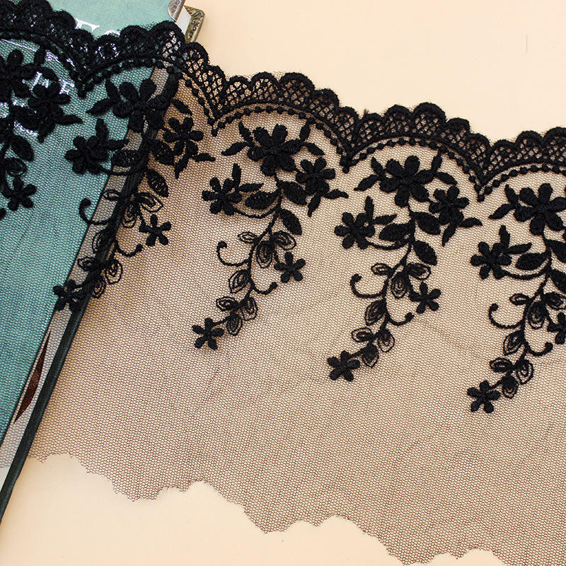 Water Soluble Embroidered Lace Trim 15cm Polyester Cotton Tulle Mesh for Bedding Sofa & Dress Hem