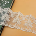 Embroidered Tulle Lace Ribbon 7.5cm White Black Polyester Cotton for Skirt Hem & Women's Wear