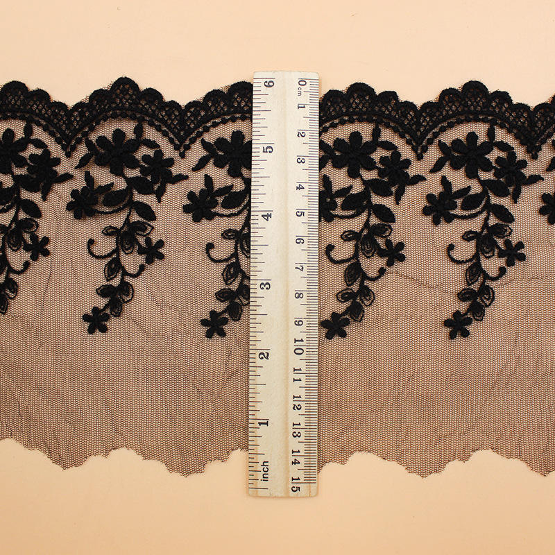 Water Soluble Embroidered Lace Trim 15cm Polyester Cotton Tulle Mesh for Bedding Sofa & Dress Hem