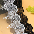 White Black Embroidered Mesh Tulle Lace Trim 9.5cm Herringbone Polyester Cotton for Garments & Bridal