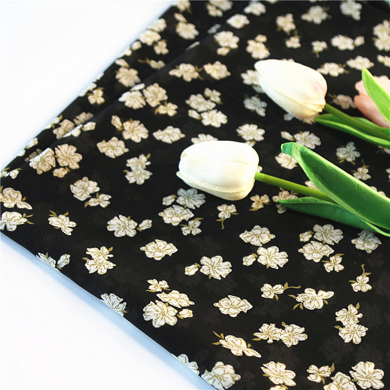 High Quality Custom Print Floral Embroidered Sequins Polyester Plain Woven Imitation Silk Satin Fabric for Dress Home Textile