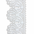 White Guipure Embroidered Lace Trim - Scalloped Floral Edge, 9.5 cm Wide, Wedding Dress Lace