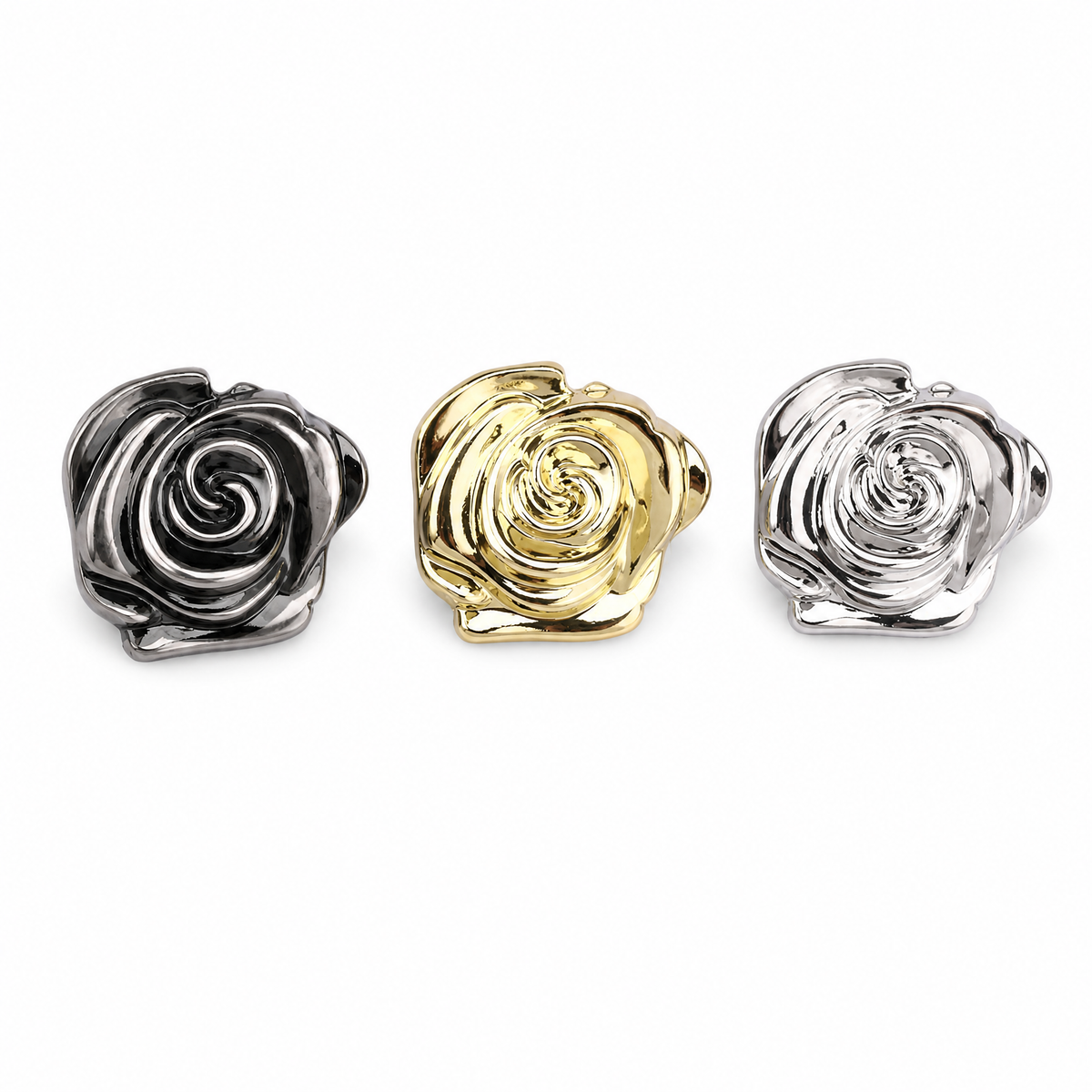 Metal Rose Buttons - 3D Rose Ornament Buttons for Coats, Knitwear & Bridal Wear