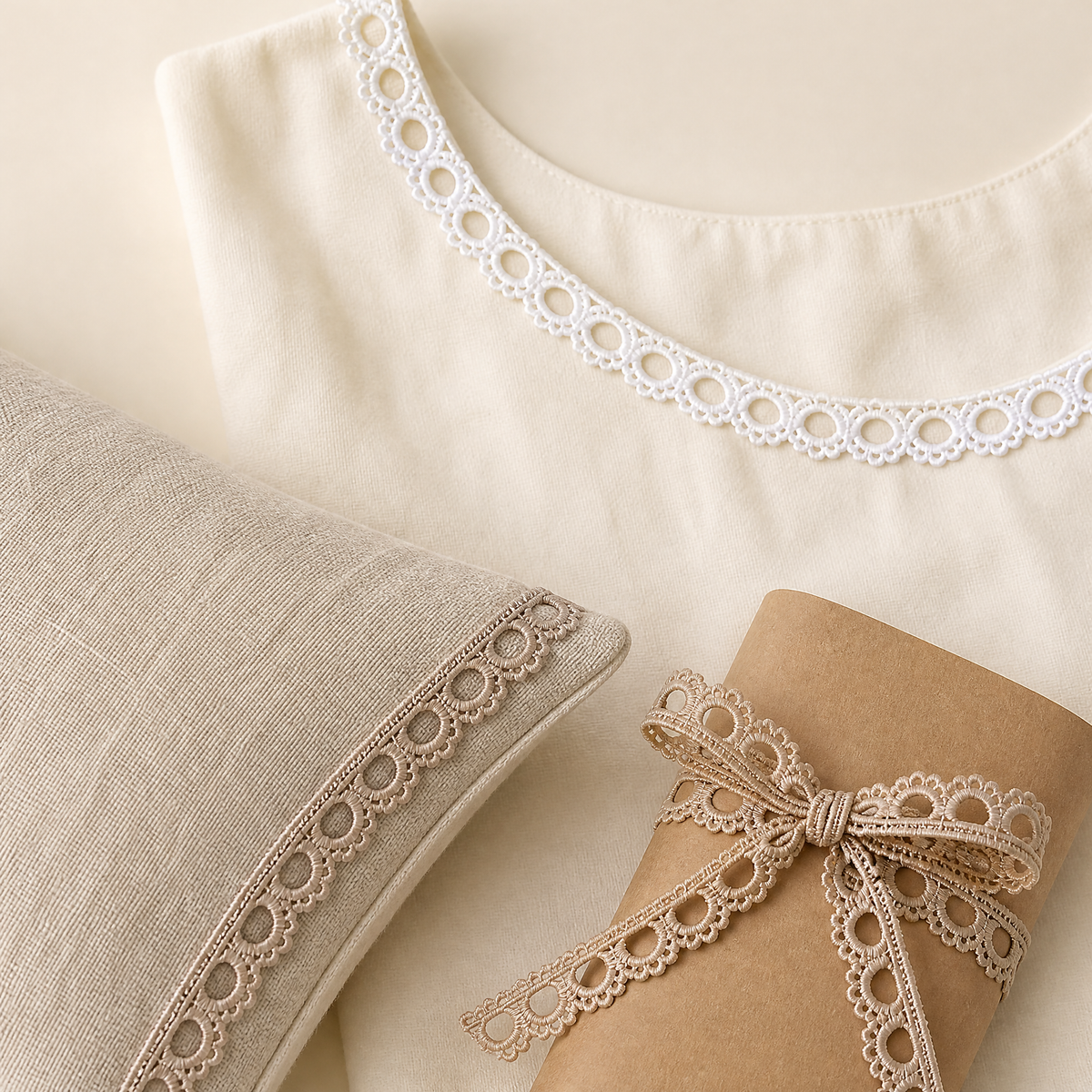 Scalloped Lace Trim | Eyelet Openwork Trim for Bridal & Sewing