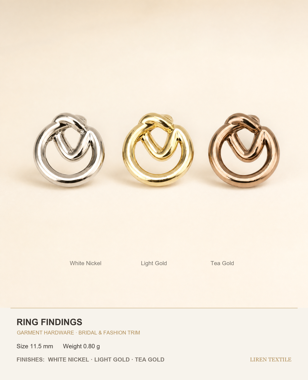 Hollow Ring Buttons – 11.5mm Alloy Knot-Design Buttons for Coats & Knitwear
