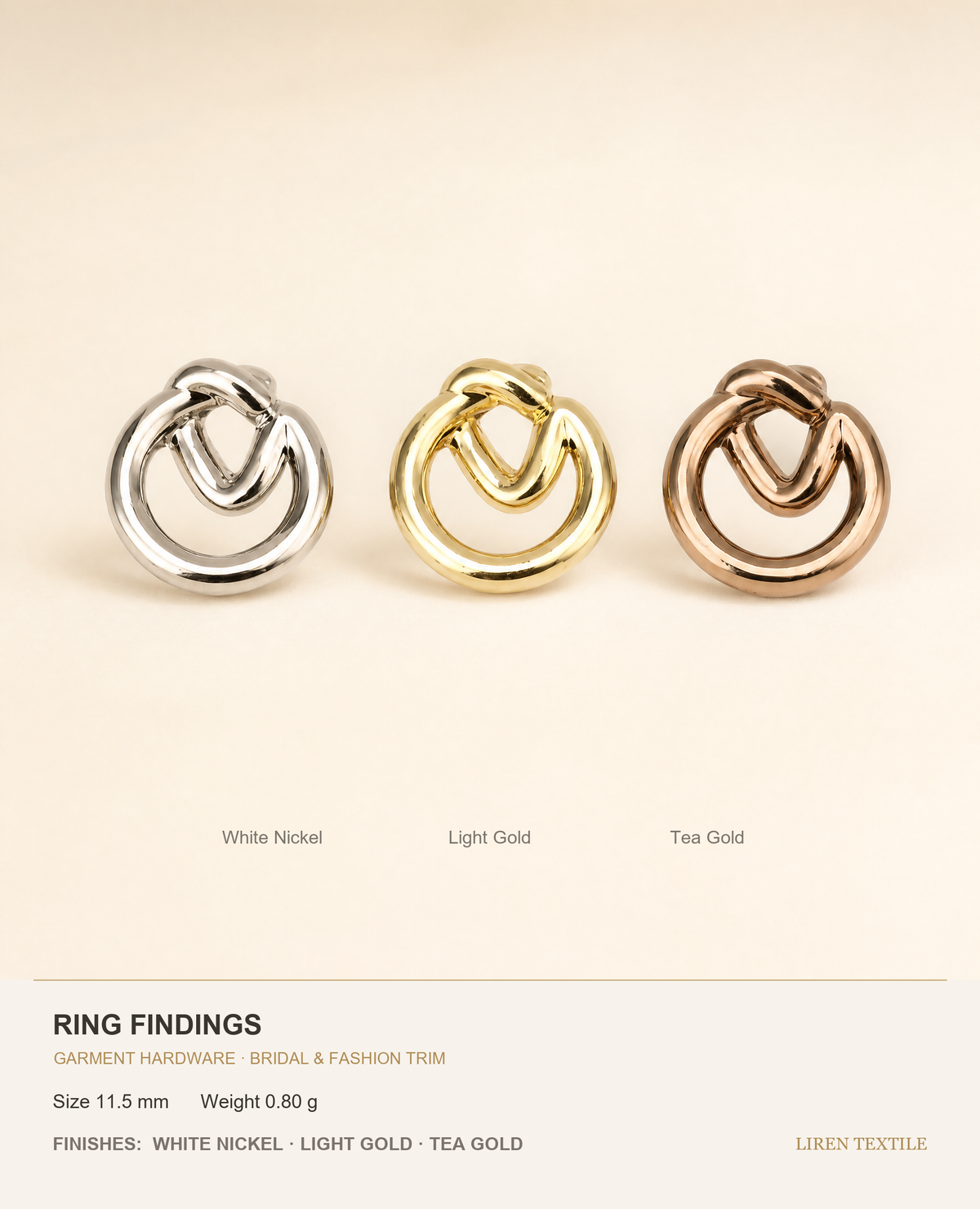 Hollow Ring Buttons – 11.5mm Alloy Knot-Design Buttons for Coats & Knitwear